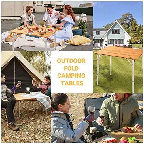 KingCamp Lightweight Stable Folding Camping Table Bamboo Outdoor Folding Tables Adjustable Height Portable Picnic by KingCamp - Image 8