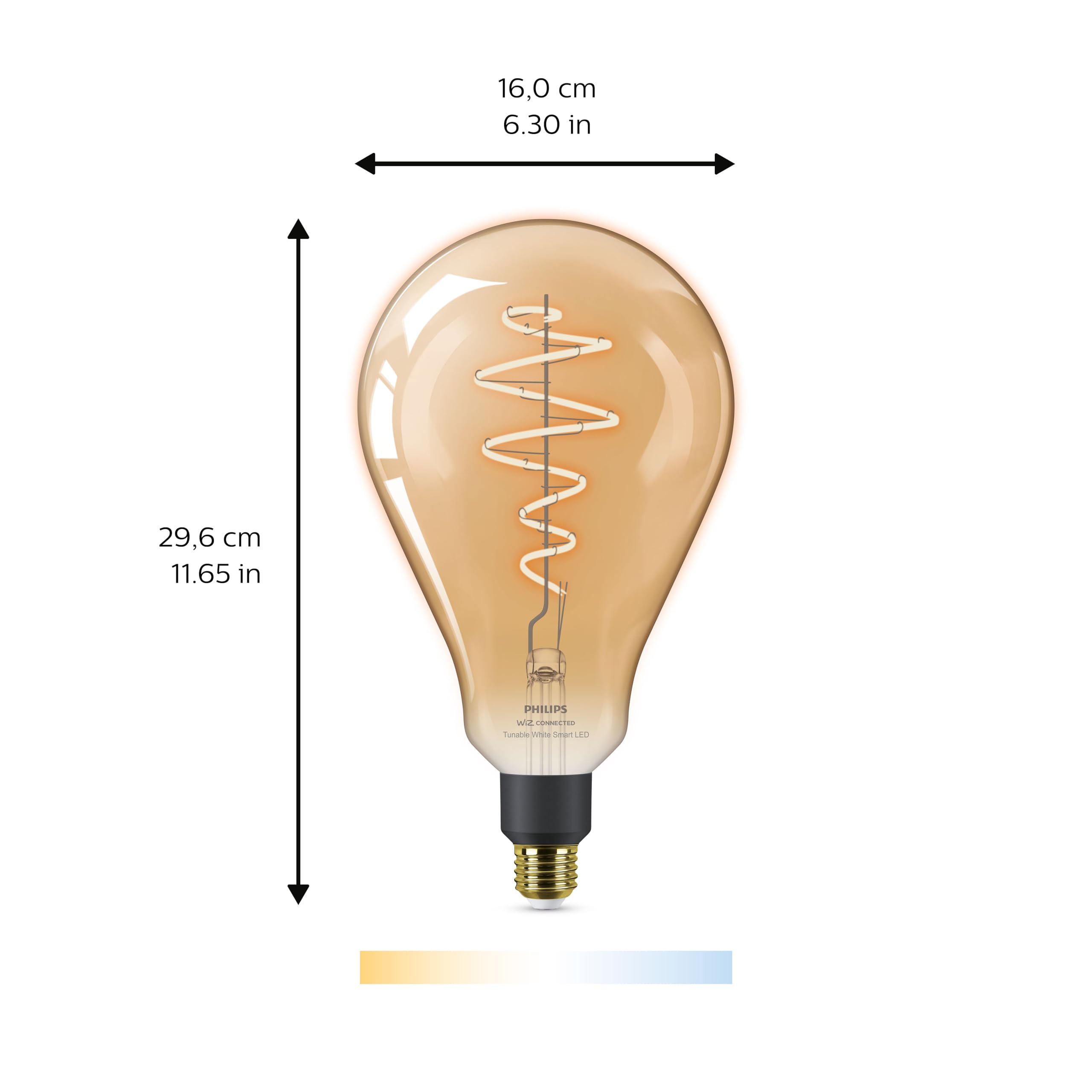 Philips WiZ Smart Vintage Edison Giant Tear Drop E27 LED Light Bulb, 6W, 390 Lumens, Dimmable - Image 3