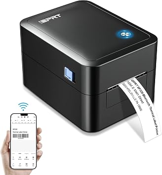 iDPRT Label Maker with 600pcs Labels(2 Rolls of 300pcs) - Thermal Barcode Printer with Bluetooth & USB Connection, Customizable App, Supports Various Sized Labels, Label Printer for Small Business