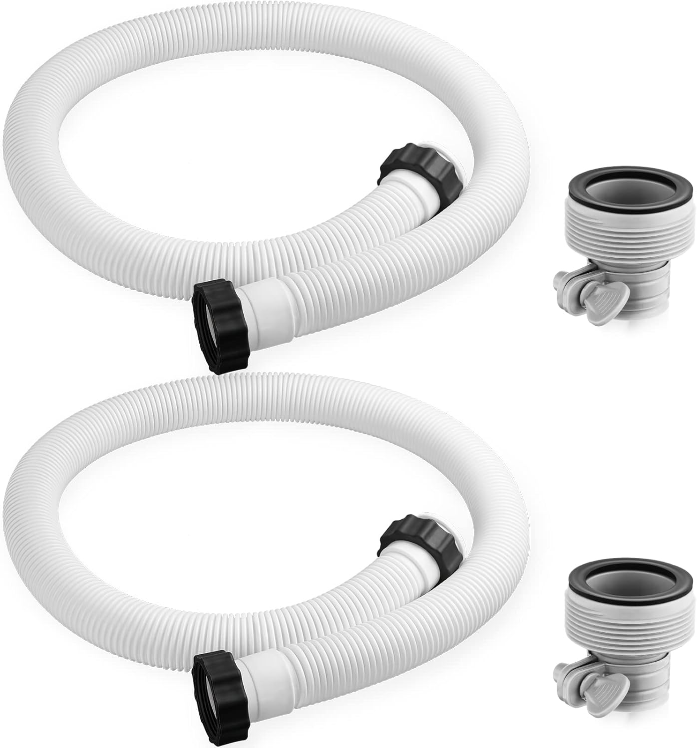 Jadive 2 Pcs Upgrade 1.5" x 59" Pool Hose for Above Ground Pools Pool Pump Replacement Kit Pump Filter Accessories with 2 Type B Hose Adapters(White)