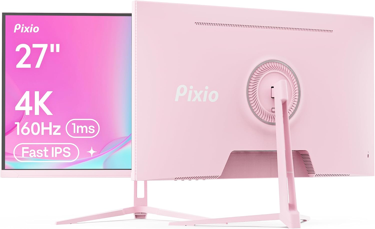 Pixio PX27U Wave Pink 27 inch 160Hz Refresh Rate 4K 3840x2160p Resolution Fast IPS Panel 1ms GTG Response Time Tilt Adjustable Gaming Monitor with Adaptive Sync