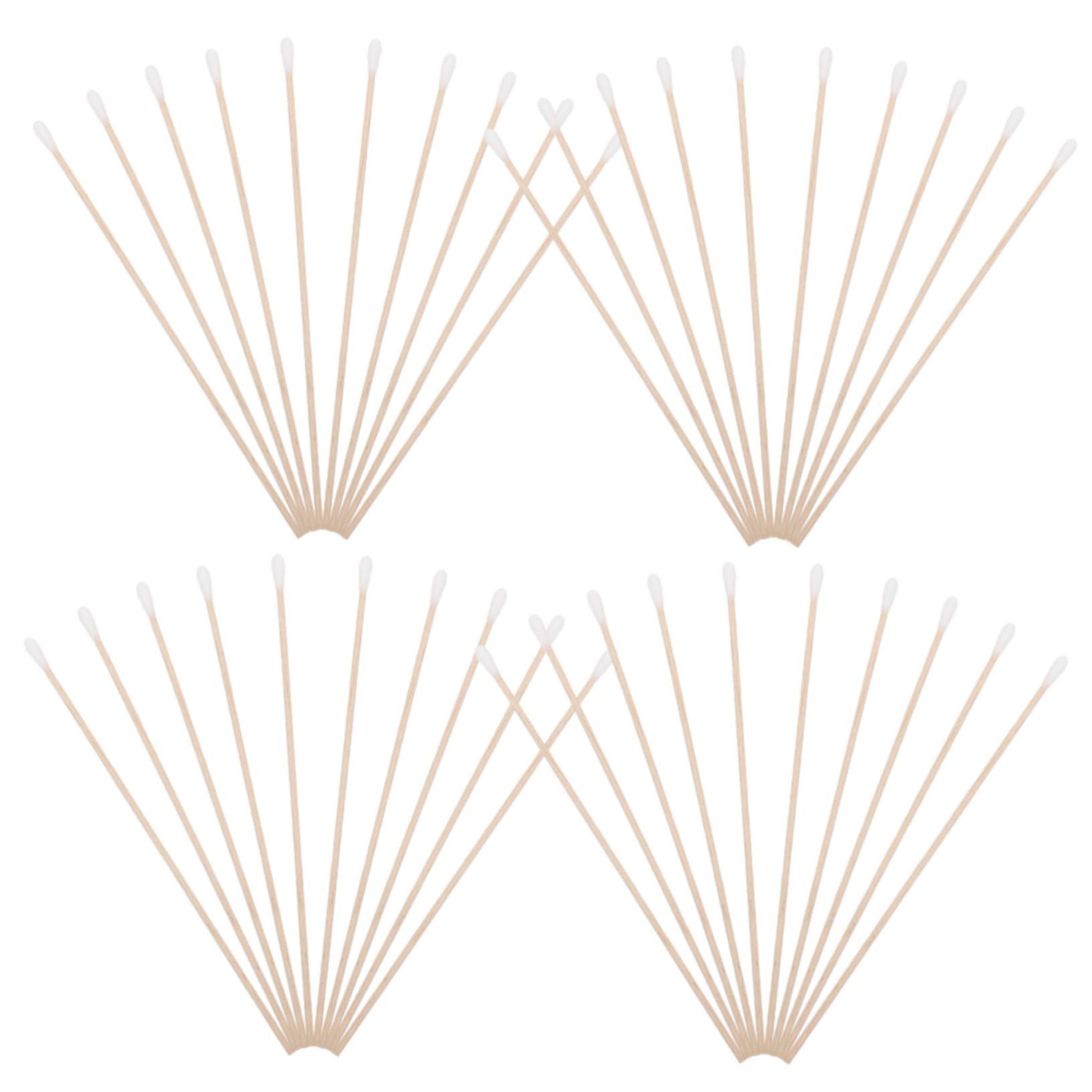 Baluue 100pcs Cotton Swabs Long Wooden Stick Reusable Ear Swabs Makeup Removal Cotton Buds Sanitary Tip
