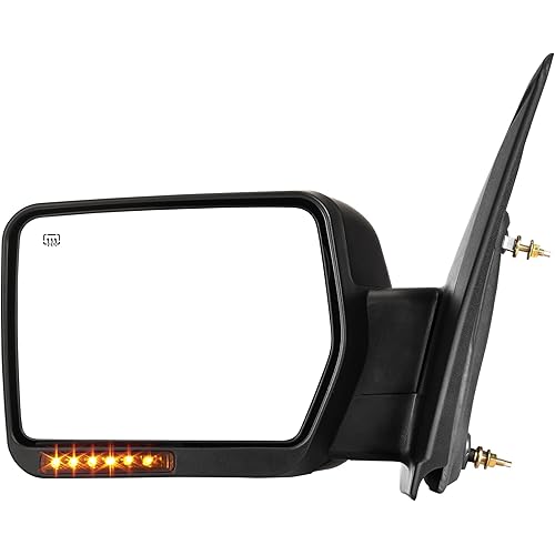 AUTOSAVER88 Door Mirror Compatible with 2007-2014 Ford F150, Left Driver Side Mirror with Turn Signal Puddle Light Power Adjustable Heated Manual Folding