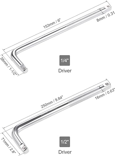 Miniatura 2 de uxcell Juego de disyuntor de enchufe de 12" y 34", llave de barra de extensión en forma grande, CR-V, 2 piezas