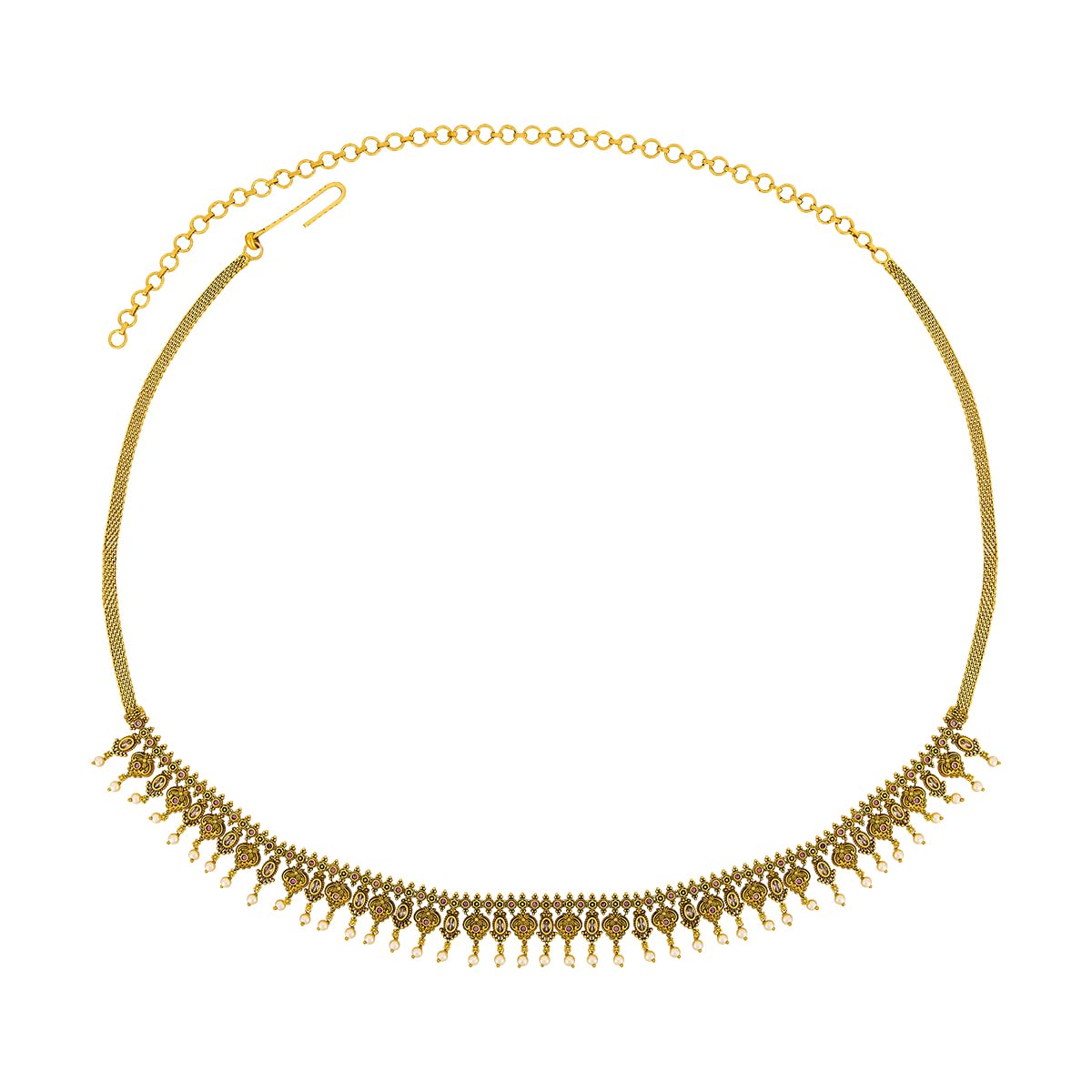 kushal's Fashion Jewellery Ruby Gold Plated Antique Kamarbandh Waist Belt for Women | Adjustable Chain | Bridal, Bridesmaid & Occasion Wear - 470456-picture-34
