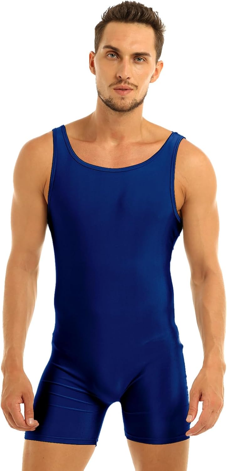 Sxiwei Men Athletic One Piece Gymnasium Sleeveless Leotard Stretchy Sport Bodysuit for Dance