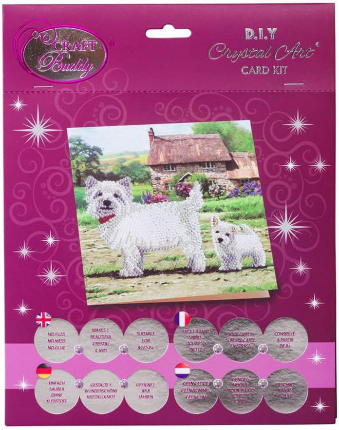 Crystal Art Diamond Painting Card Kit - Westie- Create Your Own 7"x7" Card Kit - for Ages 8 and up