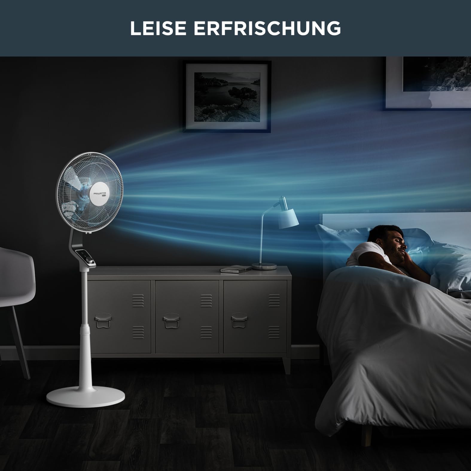 Rowenta Turbo Silence Standventilator, 45 dB(A), 72 m³/min, 4 Geschwindigkeiten, Silent Night, Turbo Boost, 120° Oszillation, Höhenverstellbar, VU5640