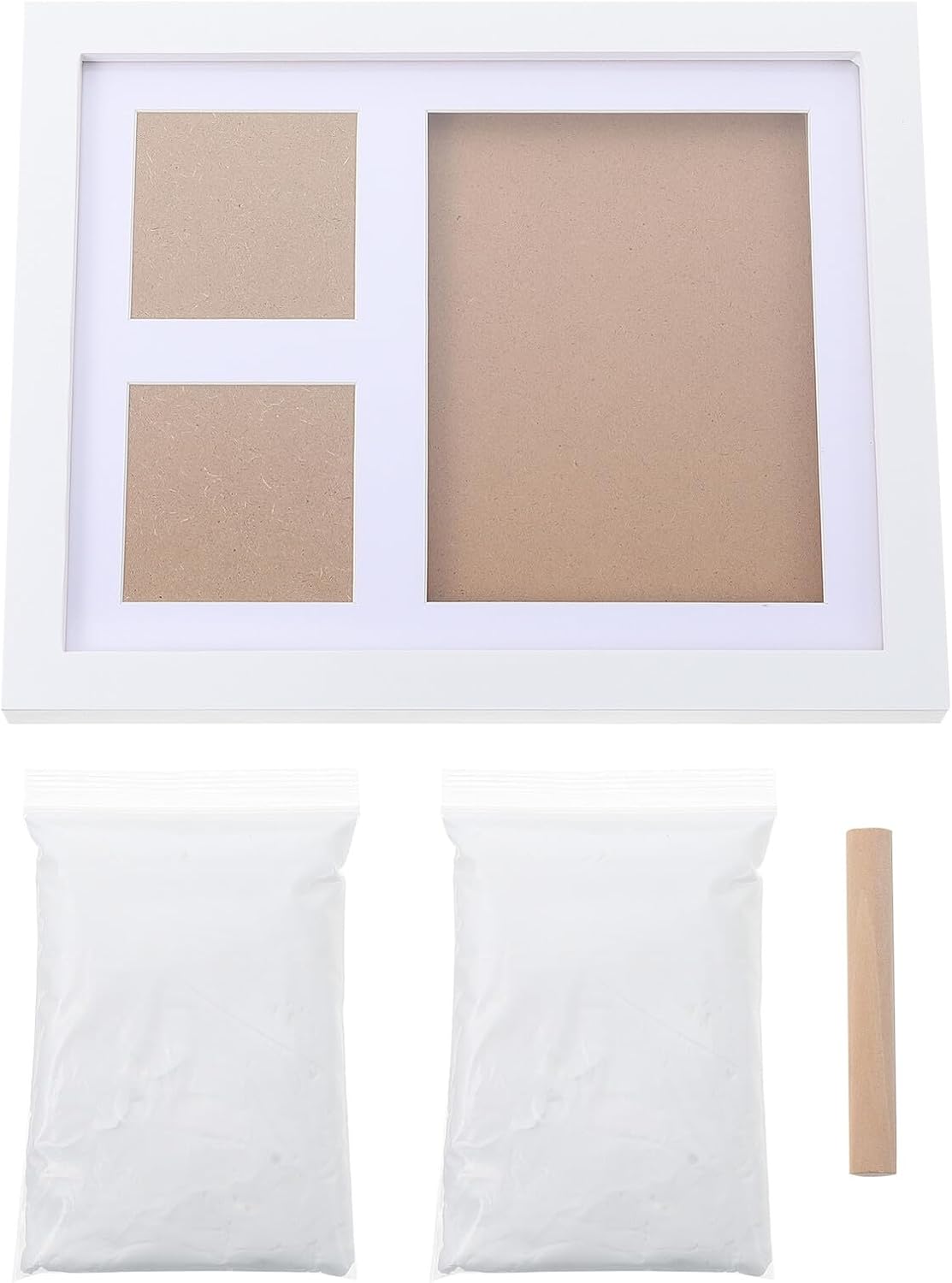 ibasenice Footprint Keepsake Kit and Handprint Photo Frame for Newborns, White Clay Material, Memory Frame for Growth Records, and Nursery Decor