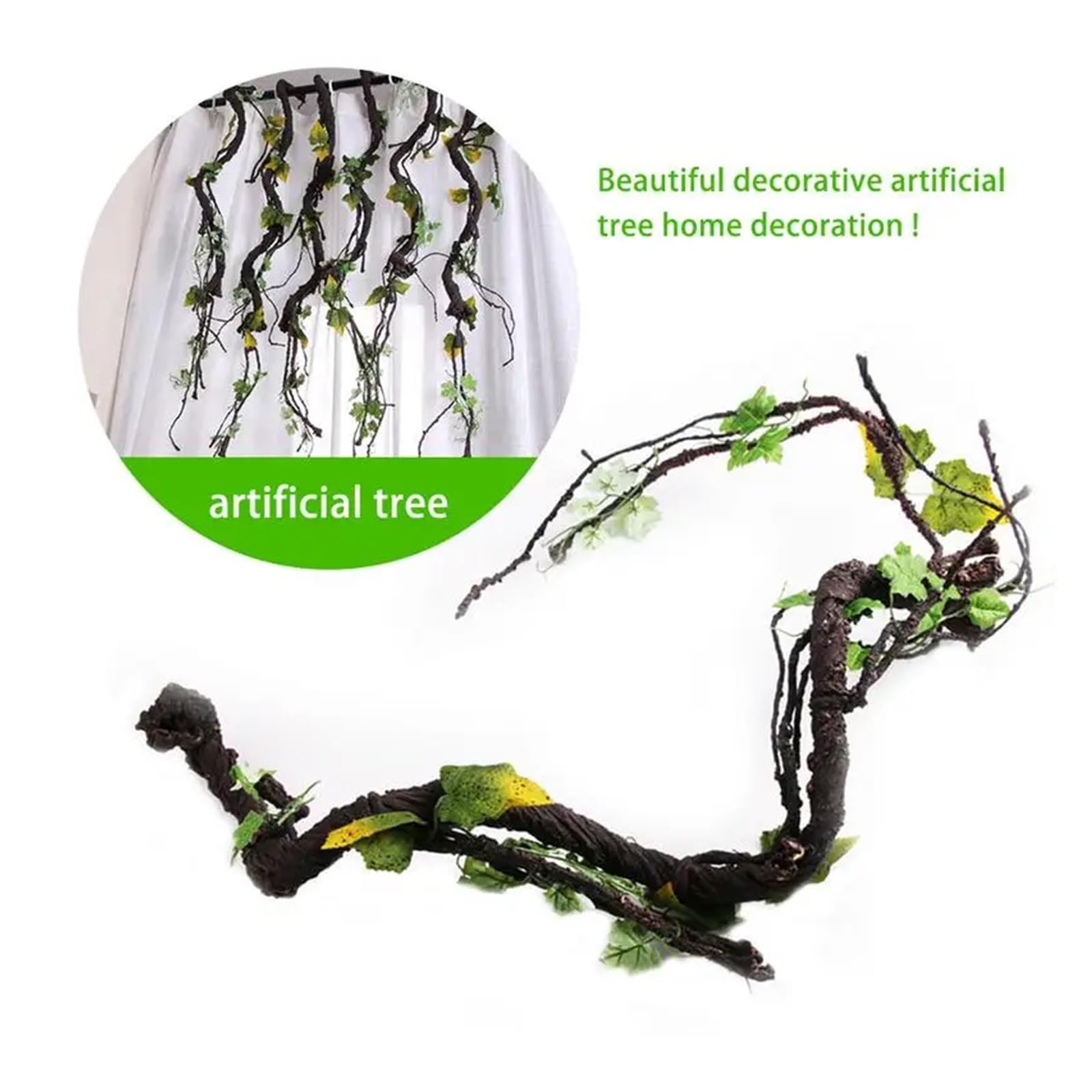 piante artificiali sospese 100/140/180 centimetri Bellissimi Alberi Artificiali Decorativi Vite Lunga Plastica Morbida Secchi Ramo di Un Albero Pianta Nozze for La Casa casa(Large screw 180 cm)
