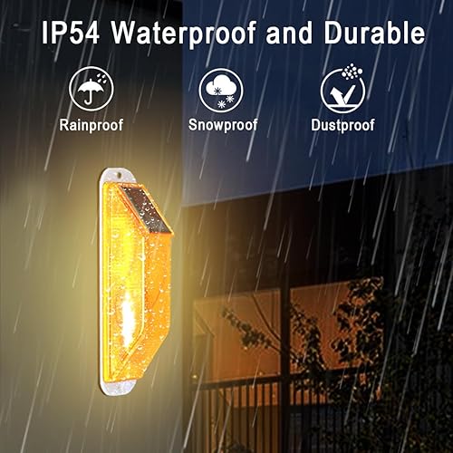 Miniatura 4 de Aolyty Luz estroboscópica solar de advertencia LED, paquete de 4 unidades, superbrillante, IP54, impermeable, control de luz, faro intermitente,