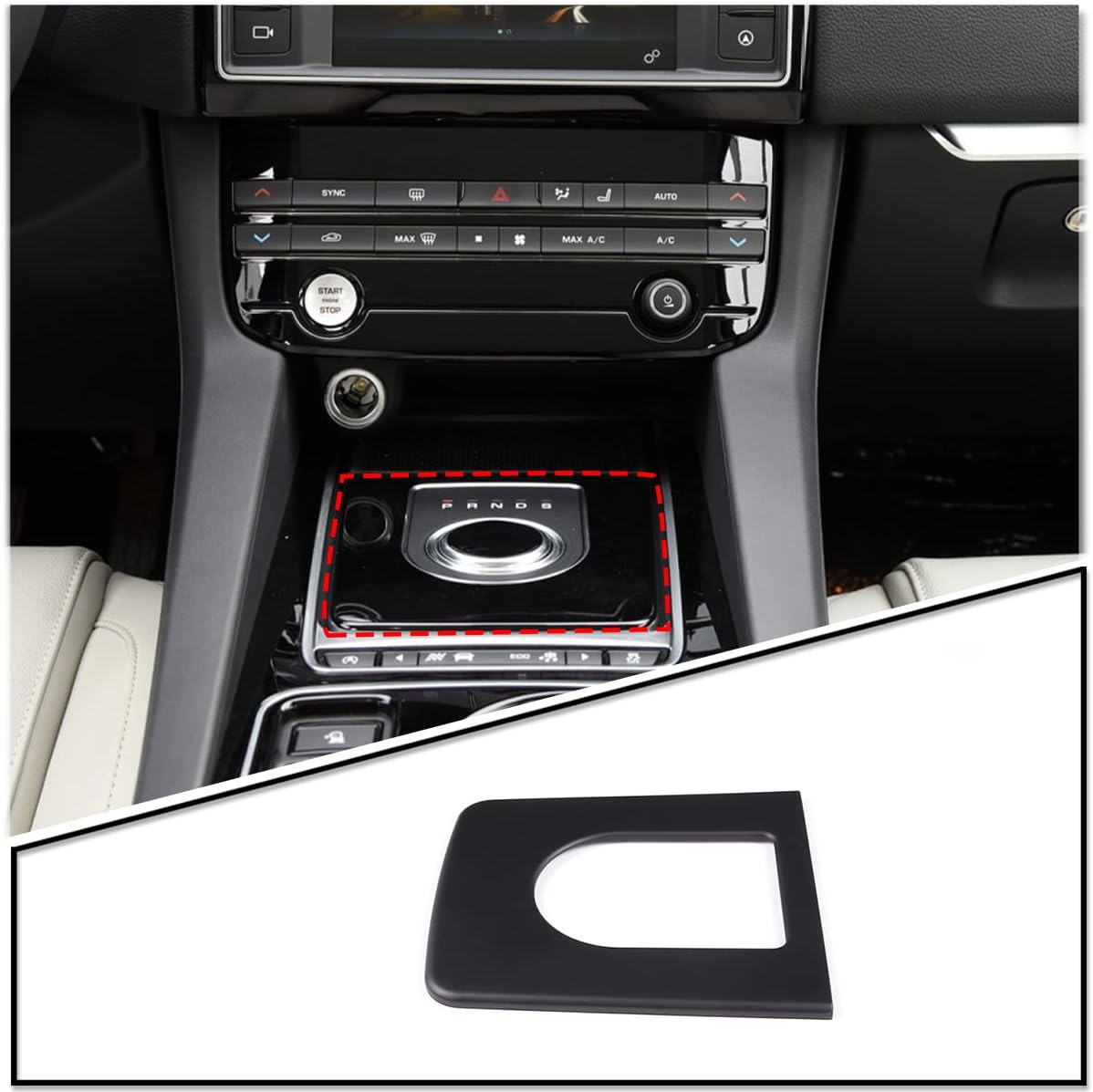 PIUGILH Matte Black Gear Shift Panel Trim Cover for Jaguar F-PACE XE 2016 2017 2018, Gear Shifter Console Anti-Scratch Frame Cover, Interior Protection Decoration Accessories