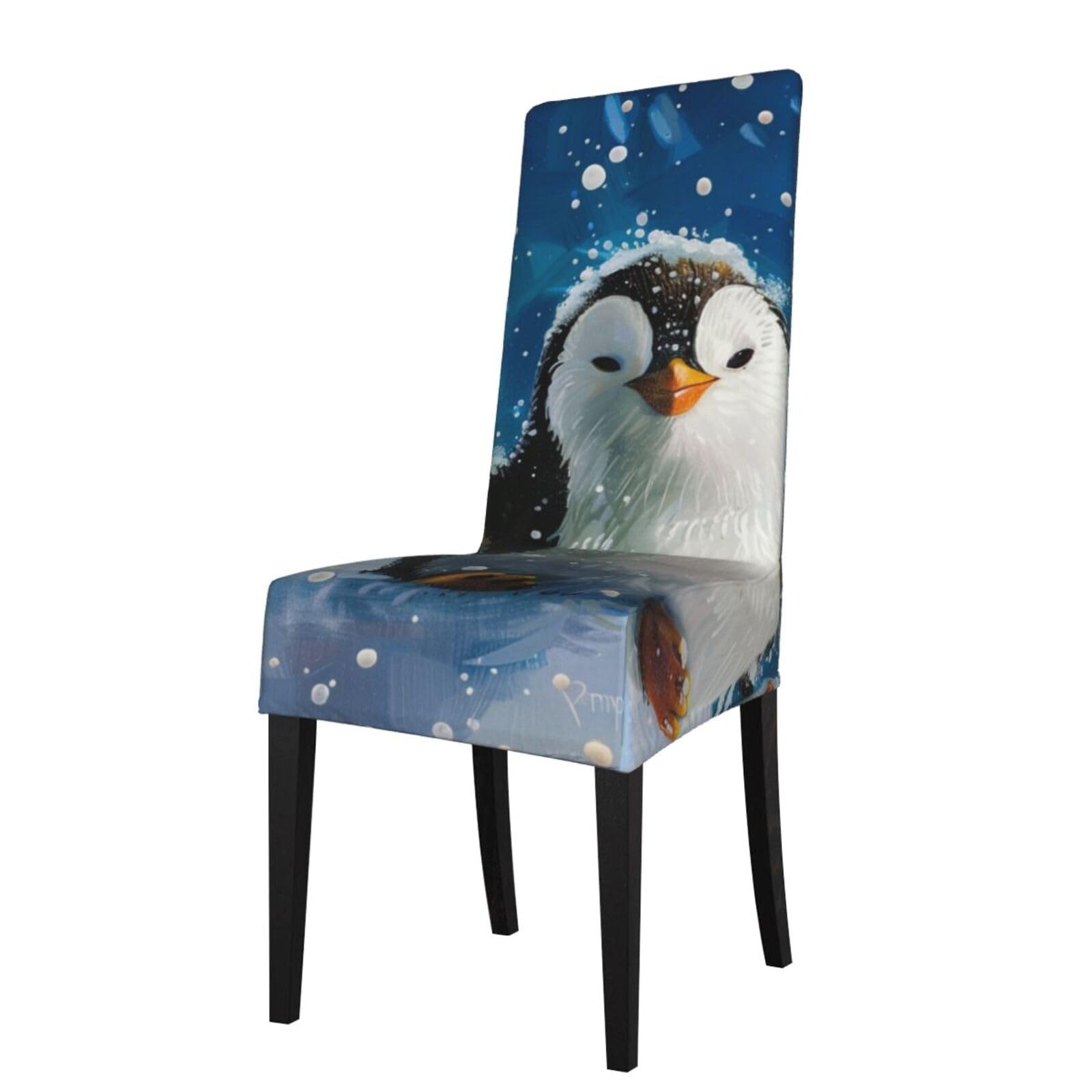 WPKJU Happy Penguin Print Dining Chair Covers Removable Chair Seat Covers Decorative for Kitchen & Bar Stools