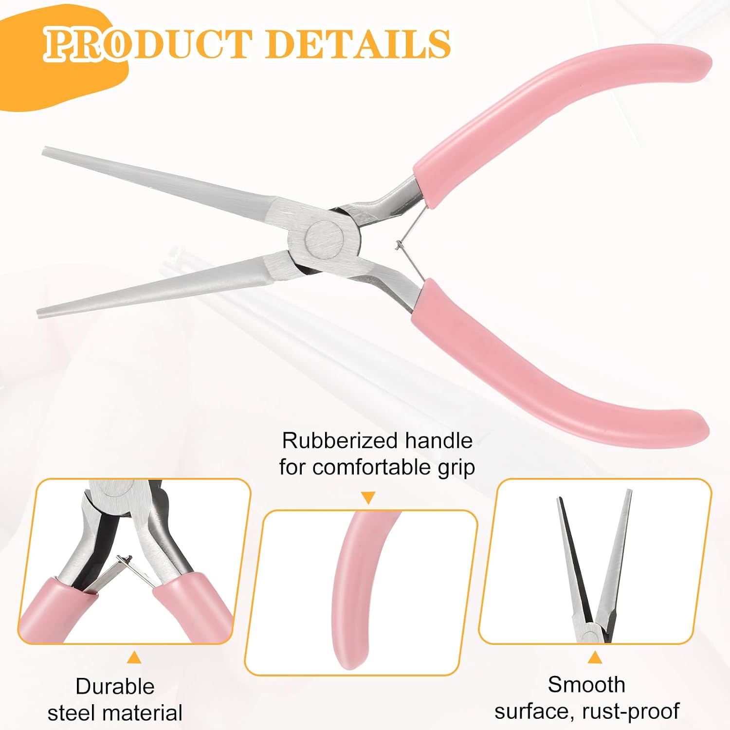 2 Pack Needle Nose Pliers, 6 Inch Long Nose Pliers Flat Nose Jewelry Pliers Small Nose Pliers Tools Wire Bending Pliers for Crafts Jewelry Making Supplies (Pink)