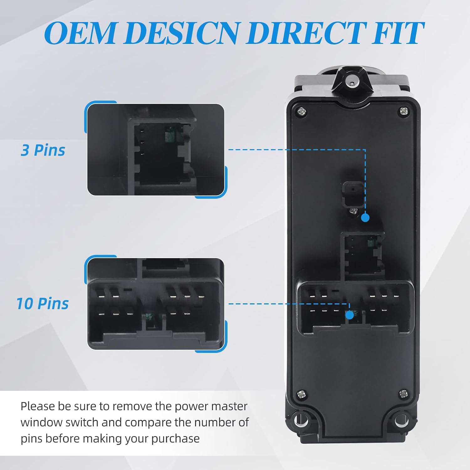 Power Master Window Switch Front Left Driver Side Compatible with 2004-2009 Mazda 3, 2009 Mazda 3 Sport, Replace OE BN8F66350A