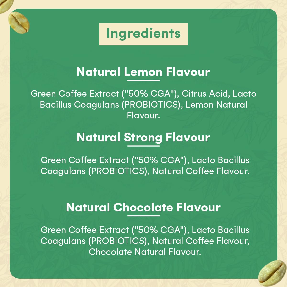 Greenbrrew Instant Green Coffee Combo (Lemon, Strong, Chocolate) Decaf & Unroasted Coffee With Probiotics for Healthy Gut | 20 Sachets Each 1