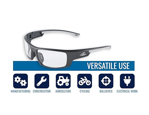 Miniatura 3 de Bullhead Safety Dorado - Lentes de seguridad transparentes con tecnología Performance Fog ANSI Z87+, gafas protectoras de policarbonato con