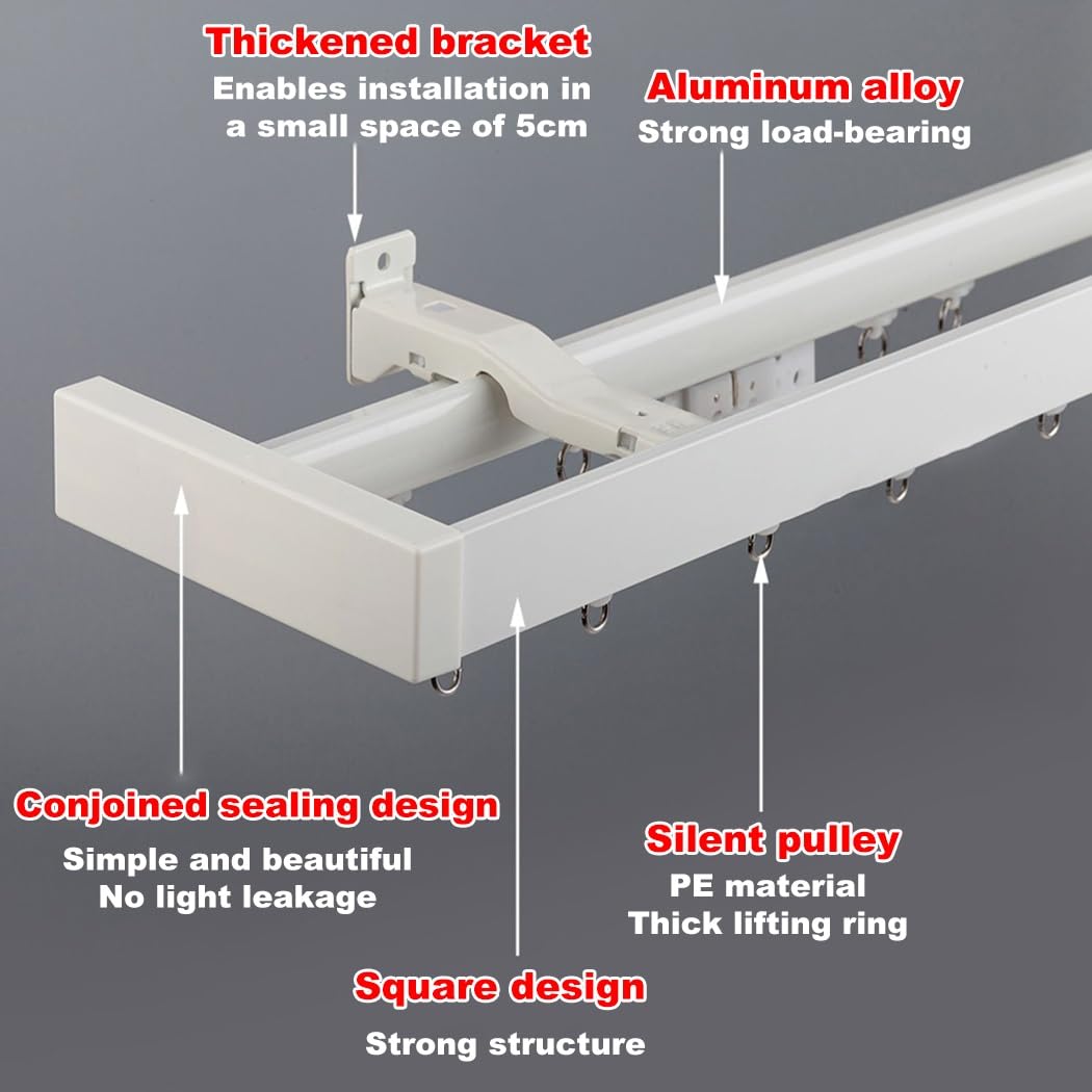 Gardinenstangen-Set mit 2 Schienen, Aluminiumlegierung, Wandhalterung, verstellbarer Raumteiler, schwarze Ain-Schiene, Wickelzubehör, für Heimdekoration