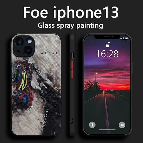 Mofanmi Specially Designed For Football Star Messi The Sports-Themed Phone Case Is Compatible With Iphone13, Made Of Fine Leather/Tpu Material (Iphone13, Messi-2), Grey #TOP1