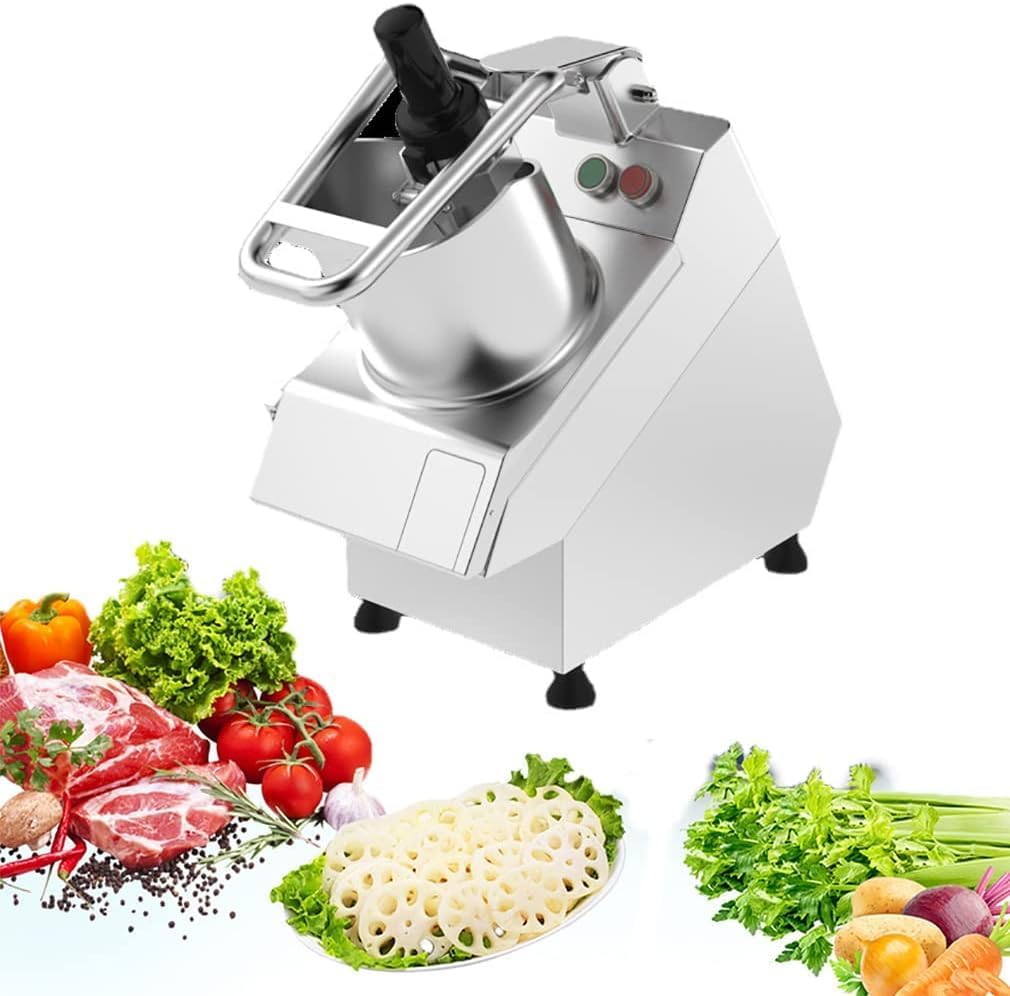 Electric Vegetable Dicer,Commercial Fruit and Vegetable Chopper, with 6 Cutter Blades, 200-250 Kg Per Hour, 300RPM/min, Vegetable Processor for Potatoes, Onions