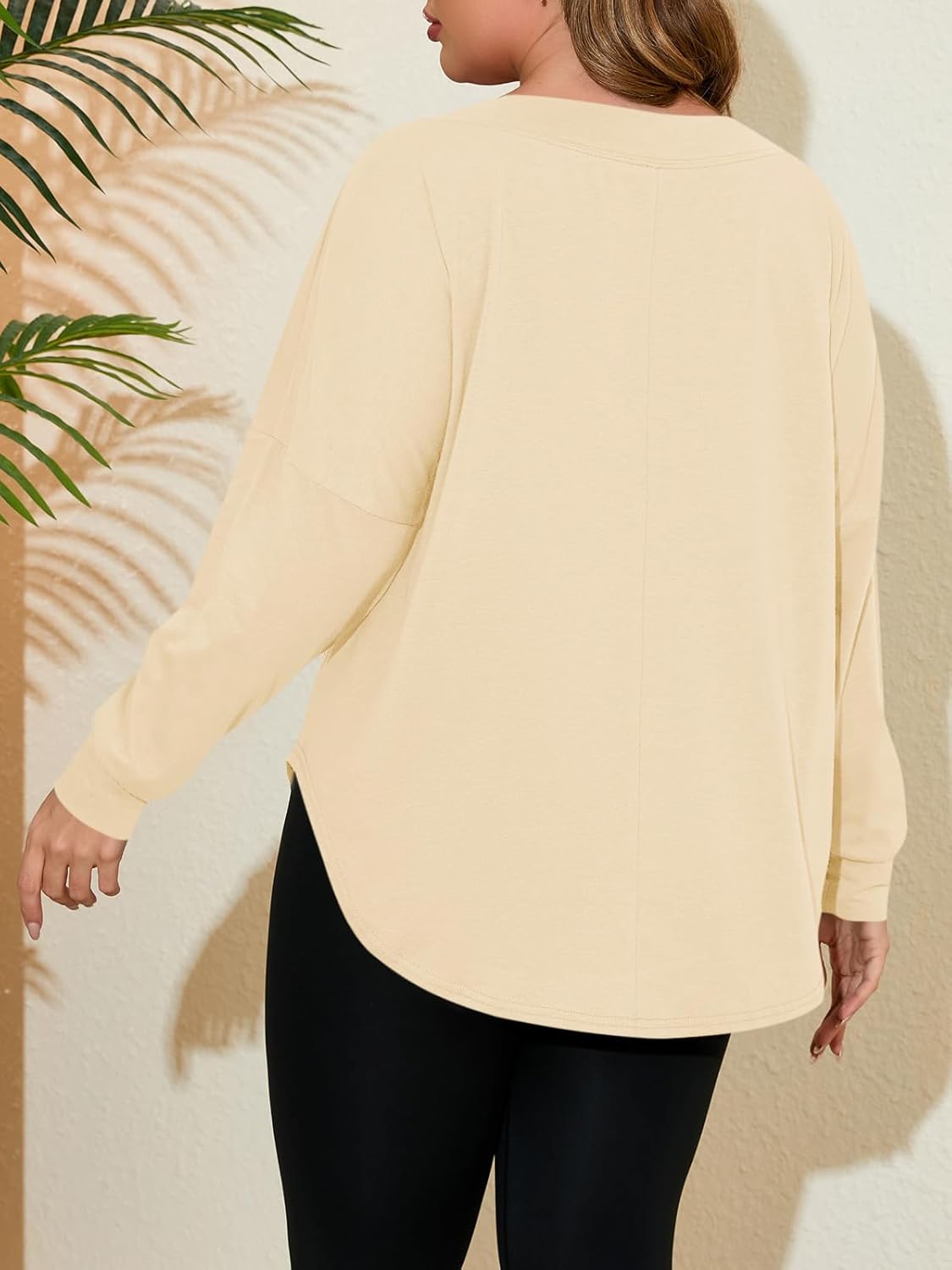 Beautife Women's Plus Size Tops Off Shoulder Long Sleeve Loose T Shirts Casual Curved Hem Tunics Tee Shirt - Image 4