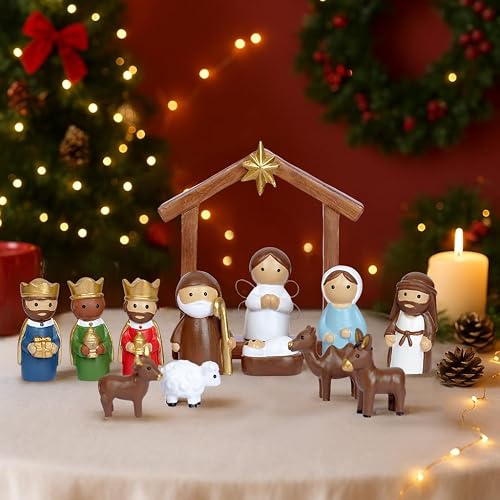 Christmas Nativity Scene Set 14 Piece Nativity Scene with Manger