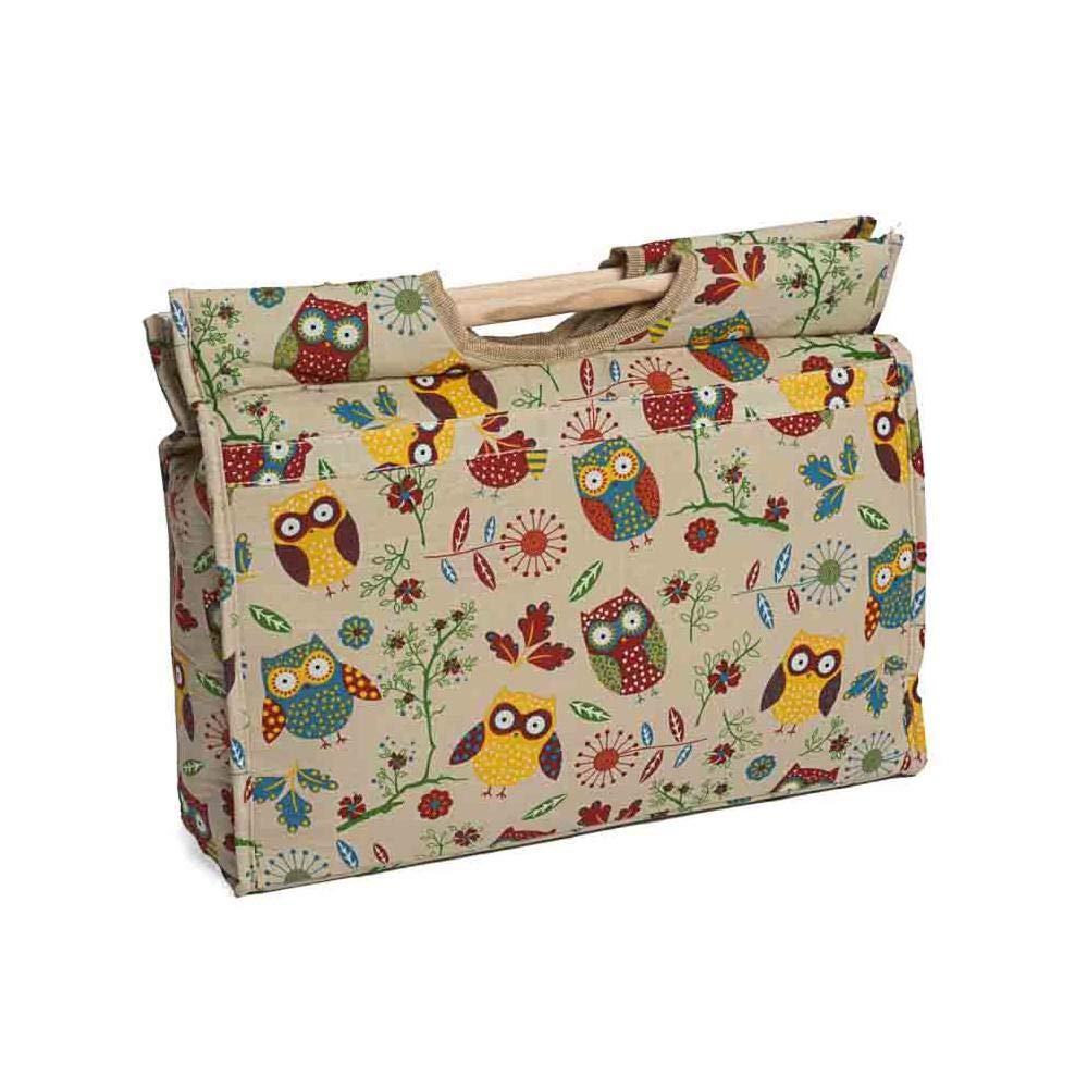 Hobby Gift Beige Mr4687/29 Owl Print On Natural Craft/Knitting Storage Bag 11X42x31½Cm