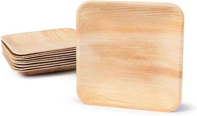 BIOZOYG Palmware DTW05369 Disposable Palm Leaf Plate, 25 Pieces, Angled, 15x15 cm, compostable