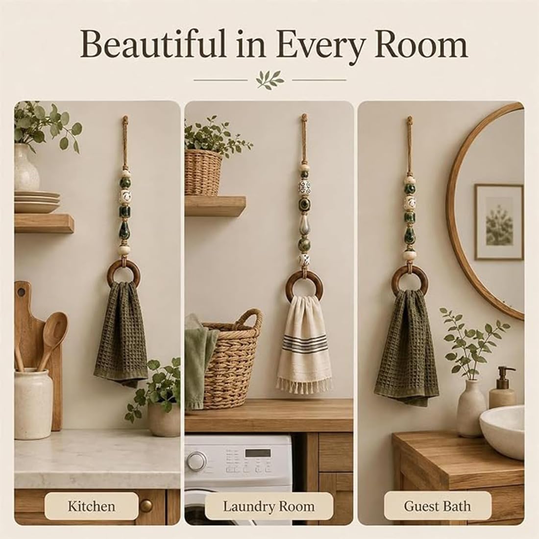 Toallero Decorativo con Cuentas y aro de Madera. (Todos)