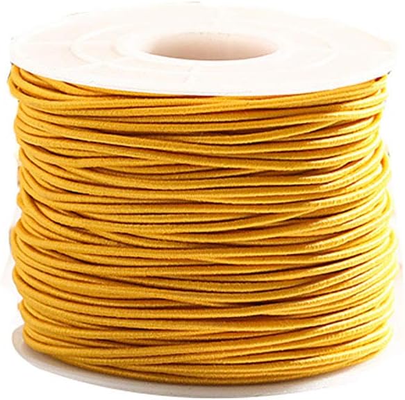 Fodattm 0.8mm 100M Stretch Elastic Cord String Rope Beading Threads Prayer Beads Elastic Thread for DIY Jewelry Making 1 Roll (Yellow)