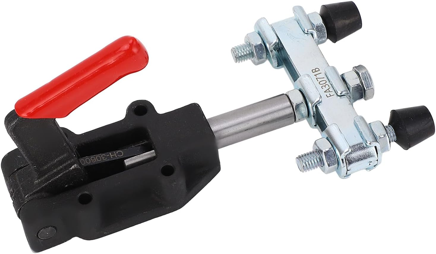 Double End Toggle Clamp, Heavy Duty Head Push Pull Quick Clamp, red Plastic Covered Handles with Adjustable Mounting Distance, High Carbon Steel for Welding Drilling Grinding