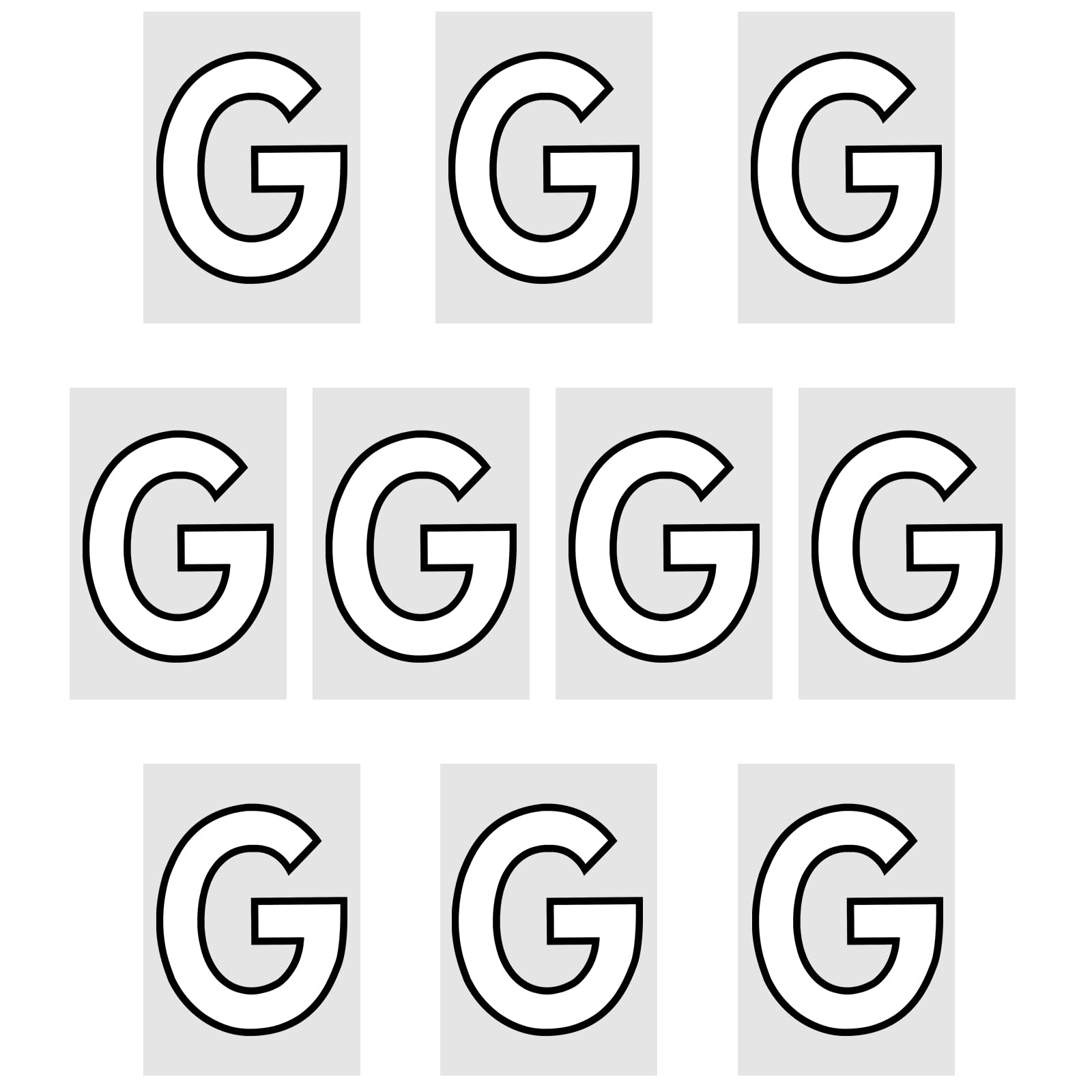 sourcing map Letter G Patches Iron on Heat Transfer Letters 2 Inch White Letter DIY for Team Uniform, Sports T-Shirt, Football, Basketball, Baseball Pack of 10