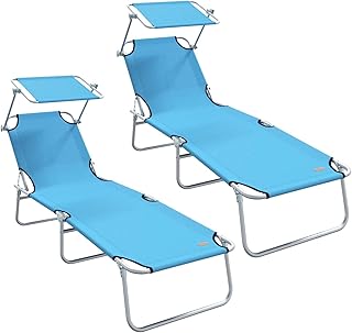 vidaXL Tumbonas plegables de tela Oxford 600D de color azul brillante, 2 unidades