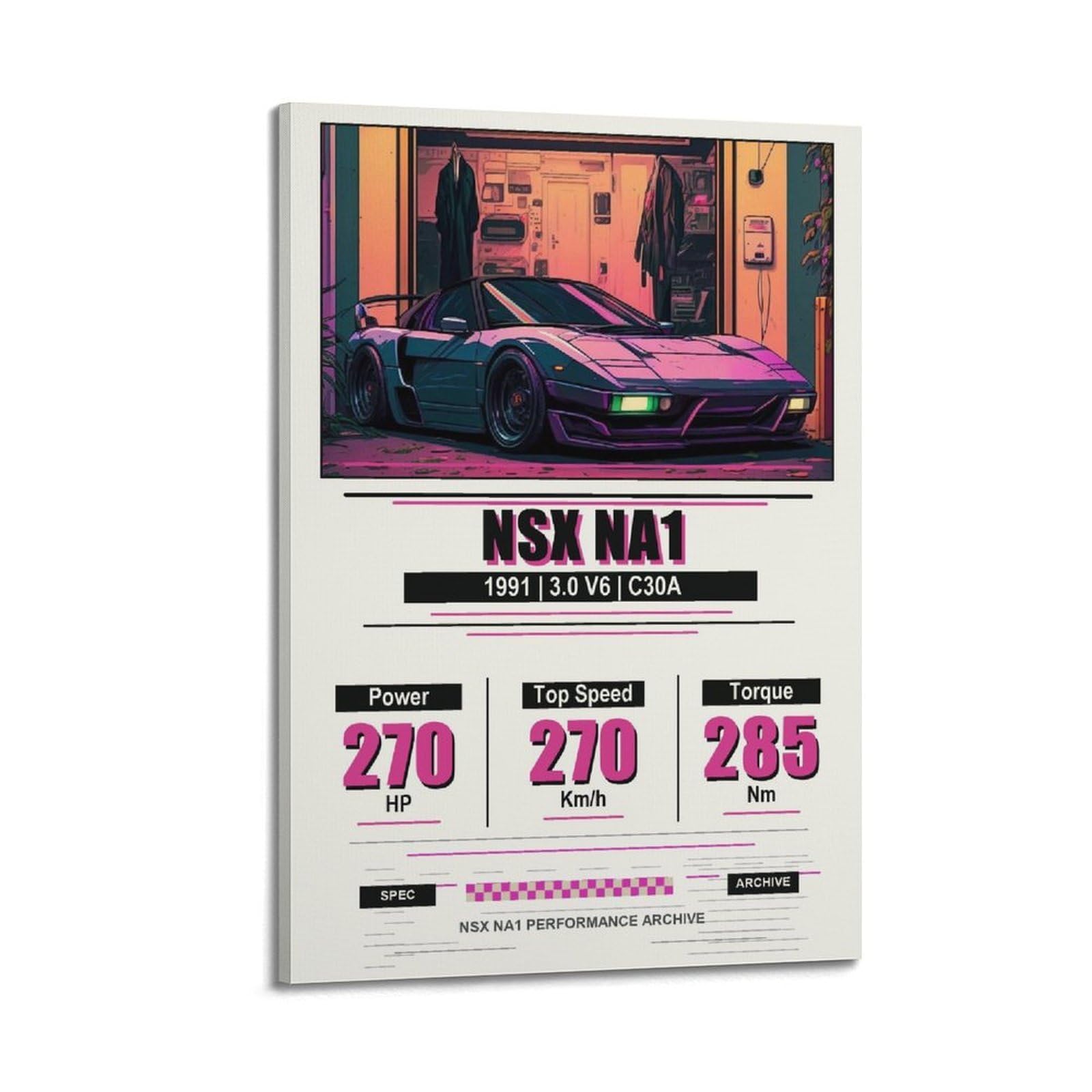OKAHYS JDM Supercar Poster NSX NA1 Retro Classic Sports Car Racing Modern Decorative Canvas Prints - Ideal Wall Art for Family, Man Cave, Game Room, Boys & Girls Bedroom 24x36inch(60x90cm)