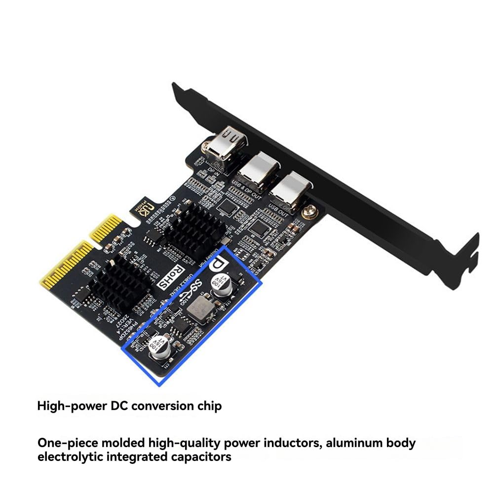 Karta USB-C PCIE C PCI-Express na USB 3.2 10 Gb/s + DP1.4 karta rozszerzeń PCI Express do USB 3.2 Gen2 dla Win/Linux