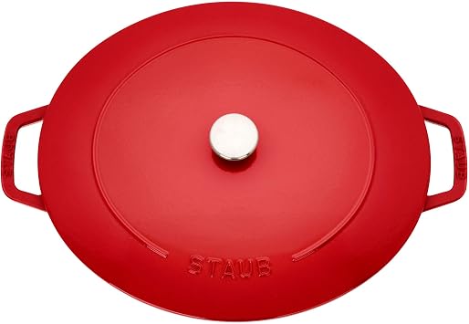 STAUB Cast Iron 6.25-qt Shallow Oval Dutch Oven, Cherry