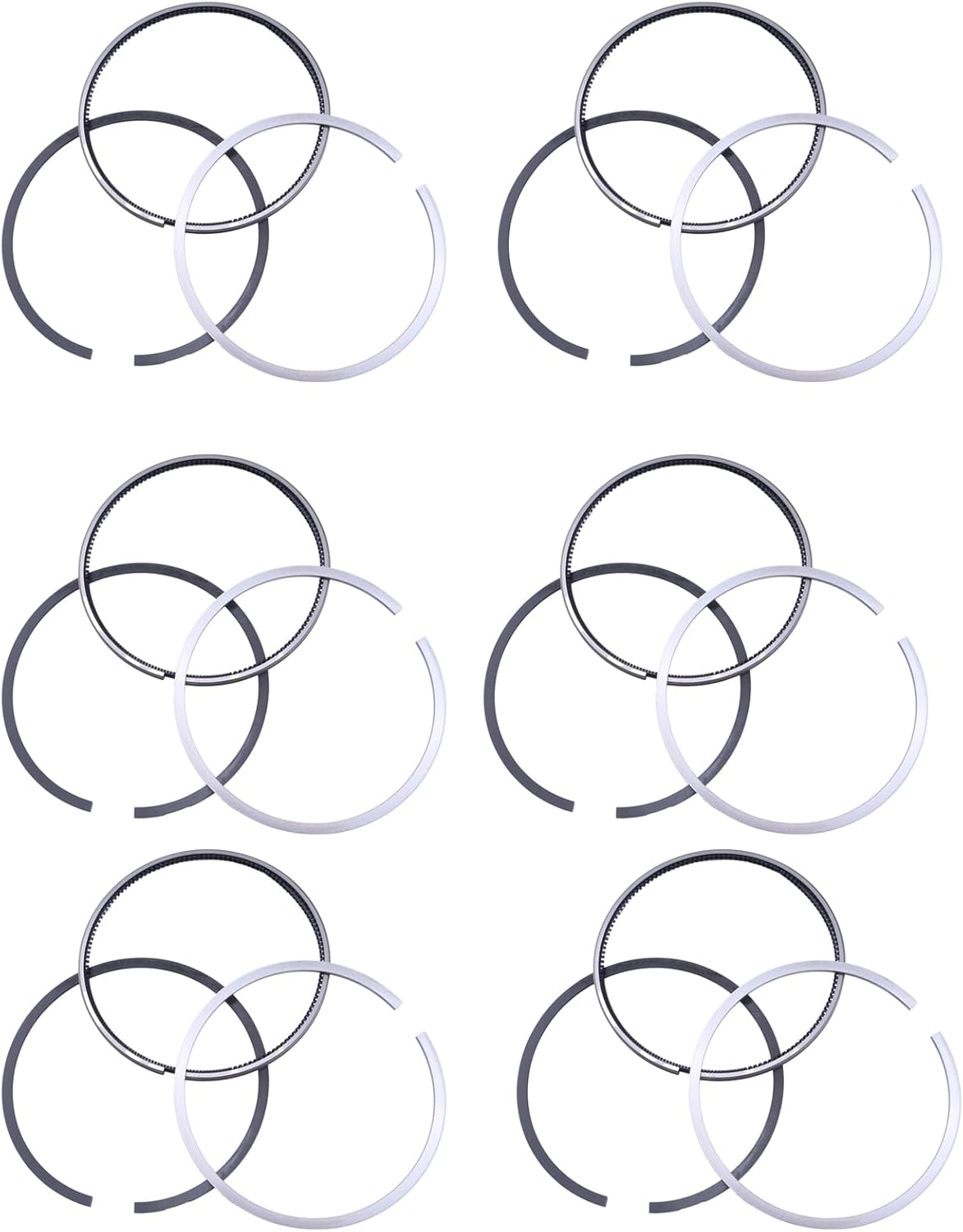 6X Piston Rings Set 3802421 Compatible With 1989-1998 Dodge Cummins 12V 5.9 6B BT