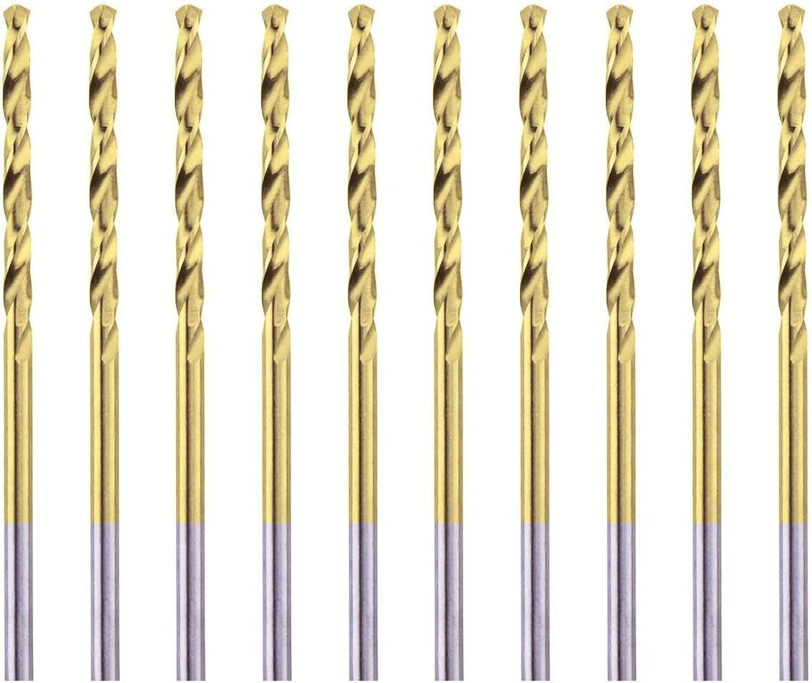 3/16" Titanium Coated Twist Drill Bit Set, High Speed Steel Jobber Length Drill, Split Point, 10PCS of 3/16" (4.8mm) (for Wood, Plastic and Soft Metal) by LU&MN