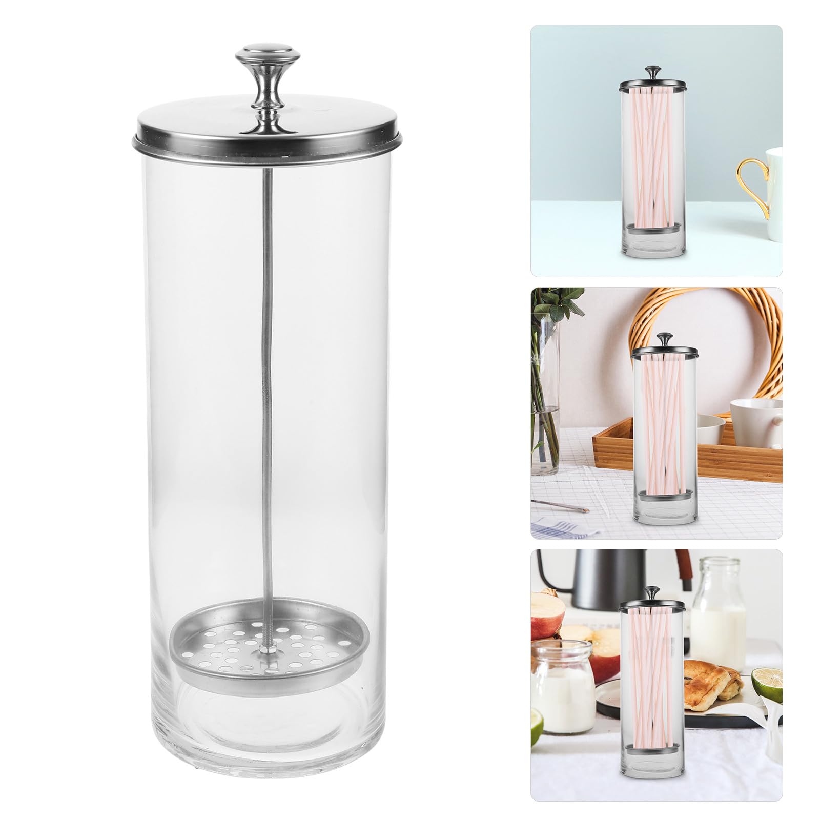Pailles pour Stockage Long Terme Support en Acier Inoxydable en Verre de Distributeur Résistant et Solide de Pailles Larges et Fines