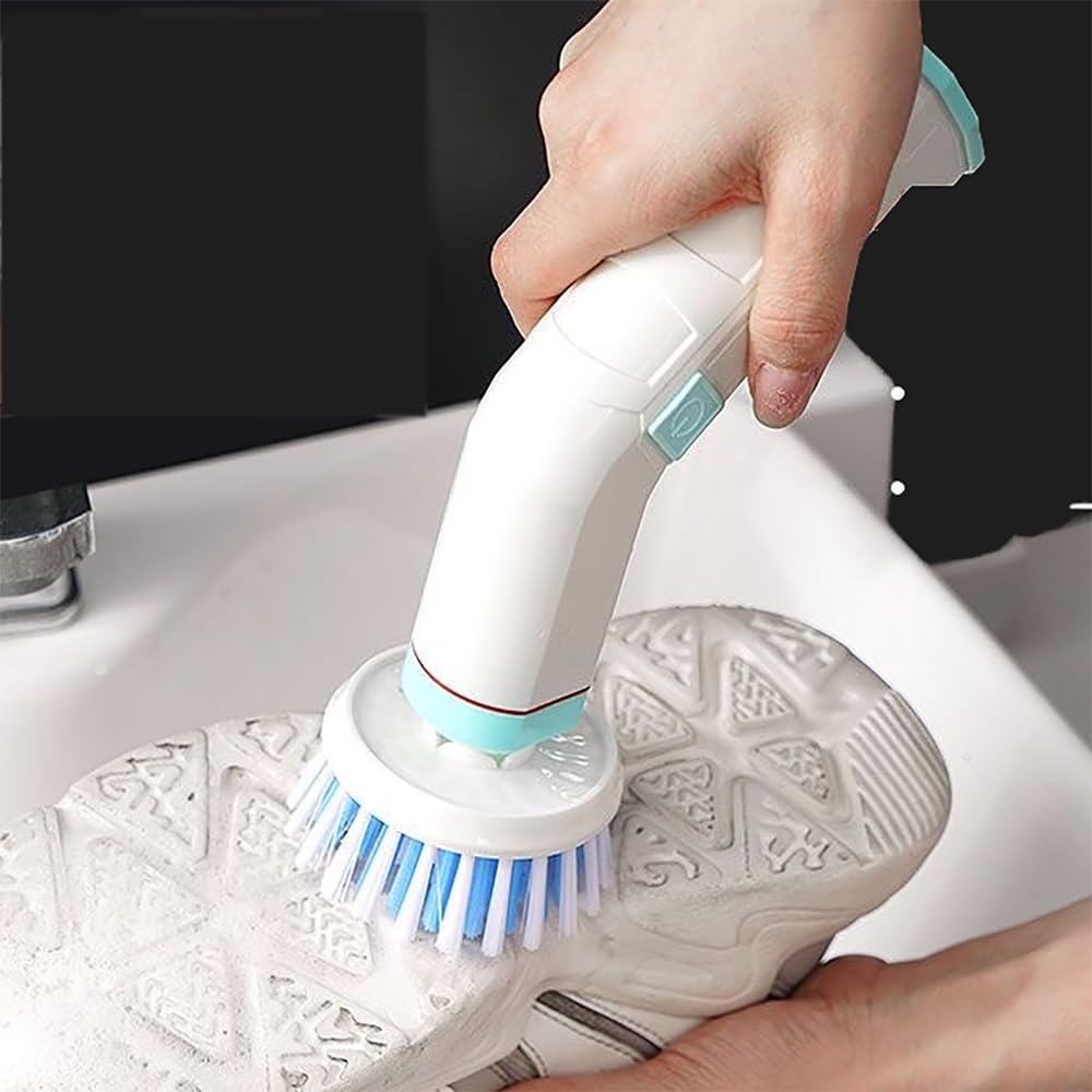 TsoLay Spazzola Pulisci Scarpe Elettrica, Lucida Scarpe 2 Pezzi, Kit Lucida Scarpe Portatile con 2 Testine Sostituibili, Pulizia a Tutto Tondo, Design Impermeabile IPX7, per Bagno, Cucina, Pavimento