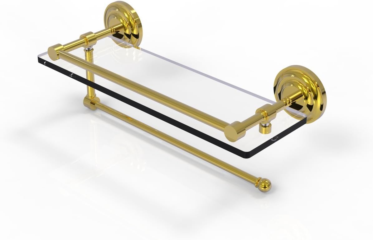 Allied Brass PQN-1PT/22-GAL Prestige Que Collection Paper Towel Holder with 22 Inch Gallery Glass Shelf, Antique Bronze