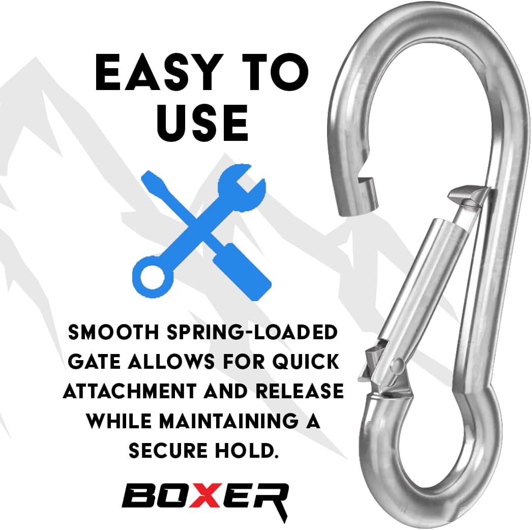 BoxerTool Spring Snap Hook Carabiner 1/4" (50 Pack) - Heavy Duty Steel/Zinc Plated - Multipurpose Carabiner