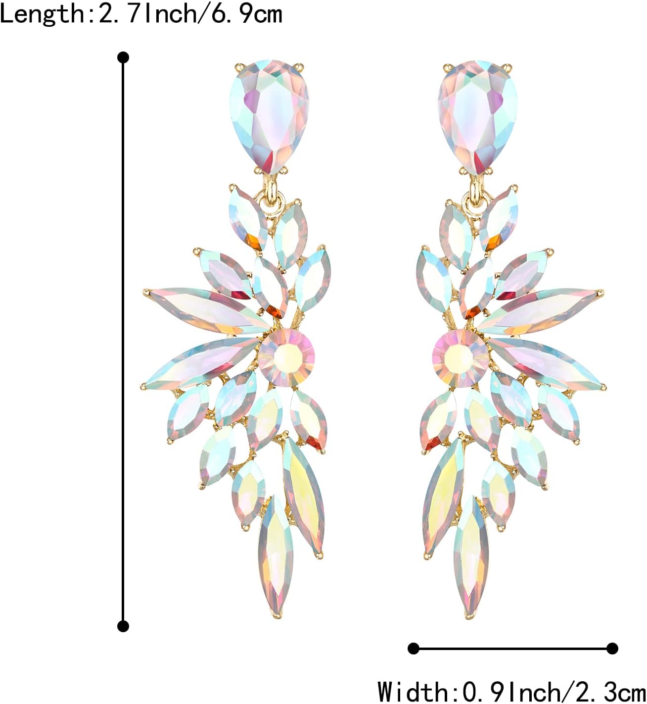 BriLove Women's Wedding Bridal Crystal Teardrop Multi Marquise Cluster Bling Dangle Earrings - Image 6