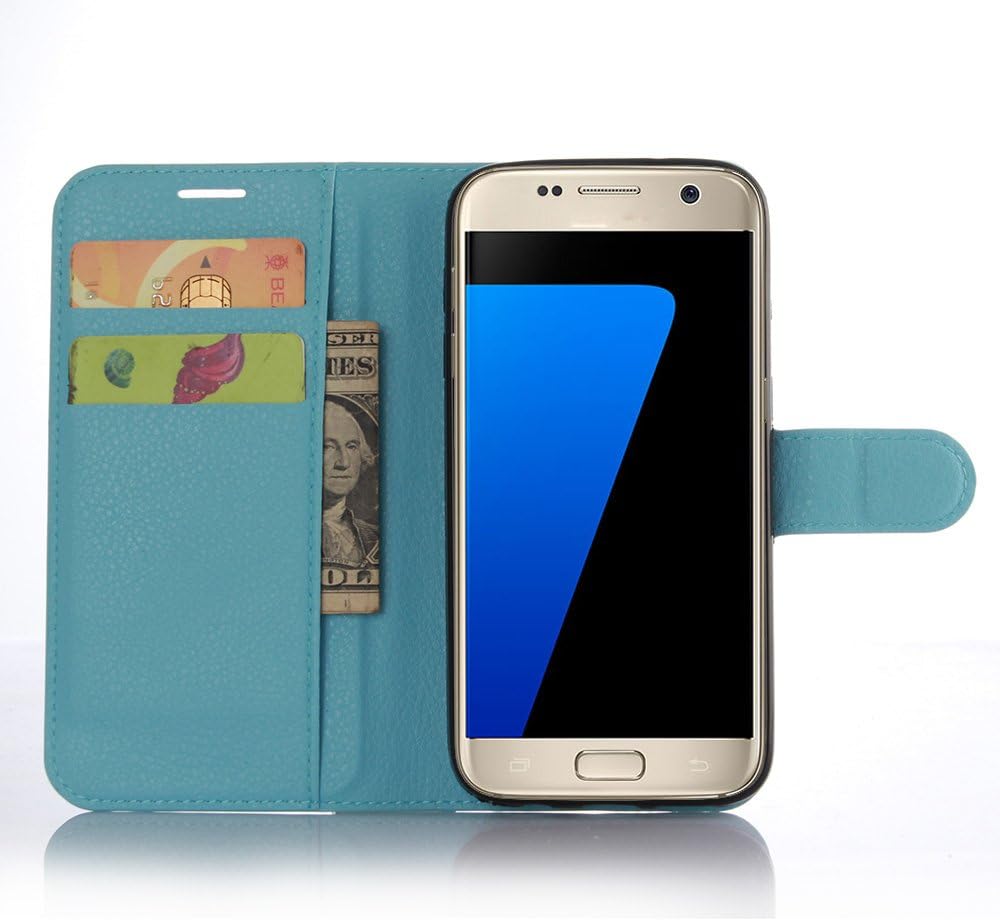 FENGYAO Samsung Galaxy s7 S7 phone shell phone holster embossed card clamshell mobile phone sets protective sleeve (蓝色)