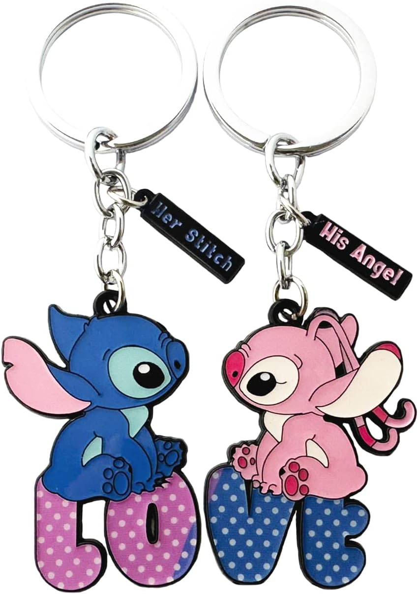 DEZHANAnime Cartoon Stith Ohana Keychain, Metal Family Key Chain for Girls Women and Men, Multicolor, 1