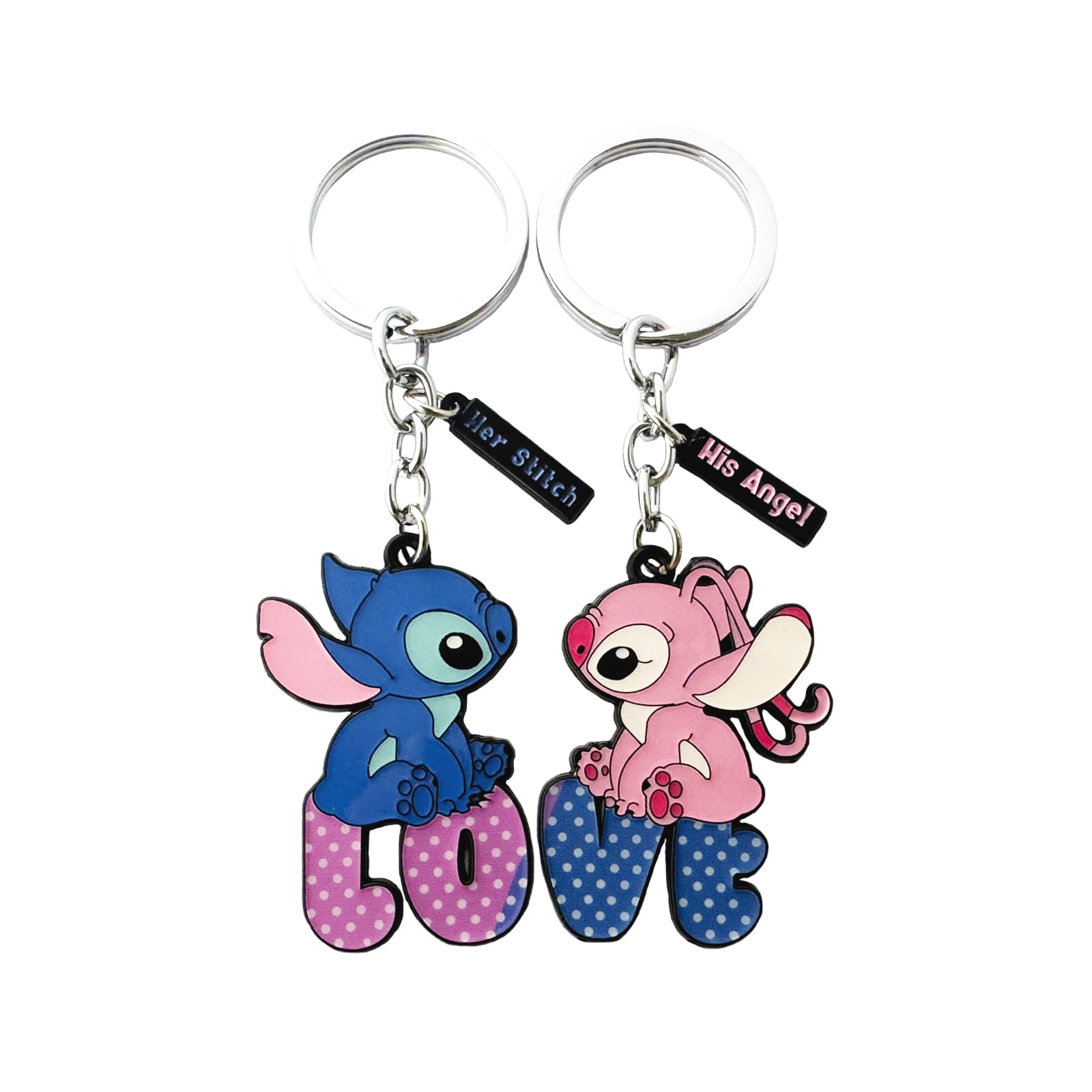 DEZHANAnime Cartoon Stith Ohana Keychain, Metal Family Key Chain for Girls Women and Men, Multicolor, 1