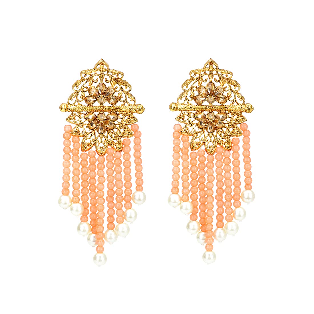 Yellow Chimes Ethnic Gold Plated Kundan Studded Peach Pearl Dangler Earrings for Women and Girls, Peach, Gold, Medium (YCTJER-82KUDHNG-PCH) (B094186LNQ) Amazon Price History, Amazon Price Tracker