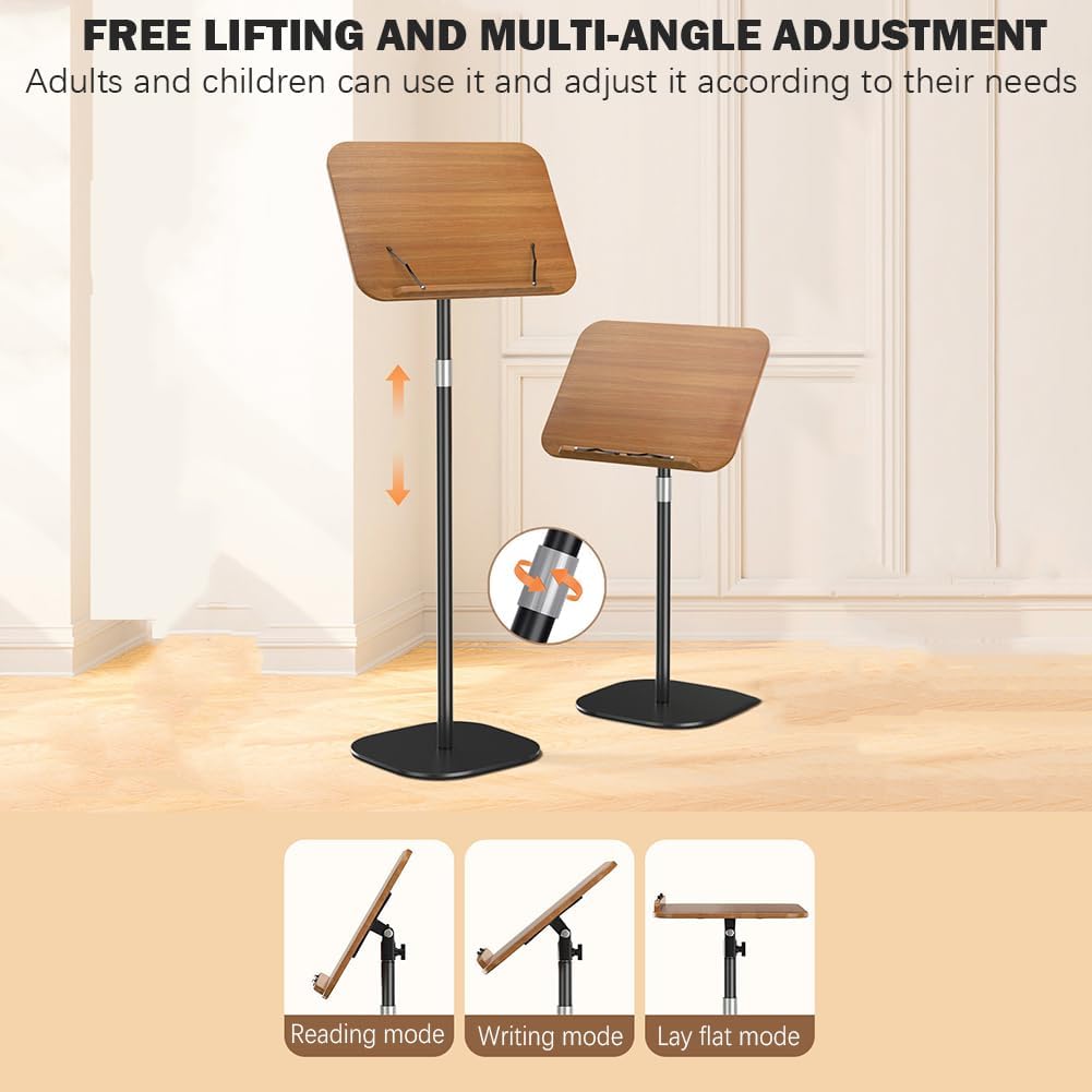 Solid Wood Lifting Music Stand, Floor-Standing Reading Bookshelf, Laptop Stand, One Stand for Multiple Uses, Study, Office Sketching, Music Entertainment