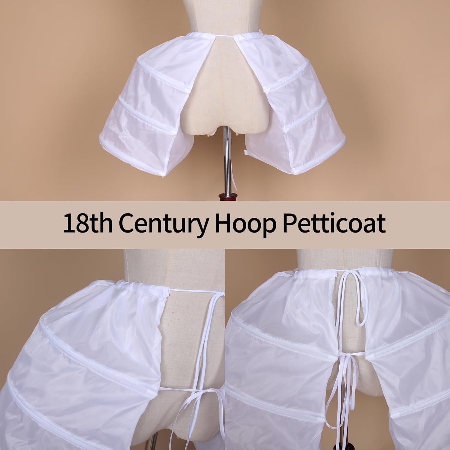 BBSET Victorian Double Pannier Hoop Skirt -Marie Antoinetteite Costume Cage Pannier-Petticoat Skirt Crinoline - Image 5