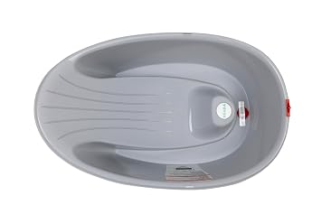 BEABA by OKBaby, Onda Baby Bath, Ergonomic Multi-Position tub for Infants and Babies up to 12 Months, Integrated Water Thermometer, Made in Italy, Grey